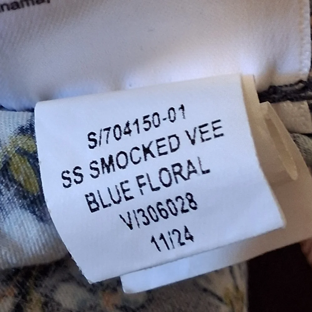 Old‎ Navy Smocked Vneck Peplum Peasant Blue Floral Puff Sleeve Boho SzXL